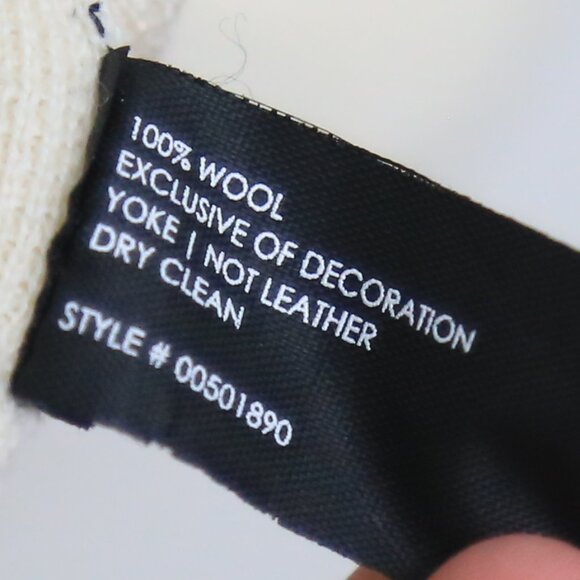 Club Monaco 100% Wool Cream 3/4 Sleeve Dress with Leather Accents Size Small - Picture 4 of 6